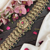 Vriksham Classic  Bridal 1 gm Gold Peacock Hip Chain-Green Bead-G20771